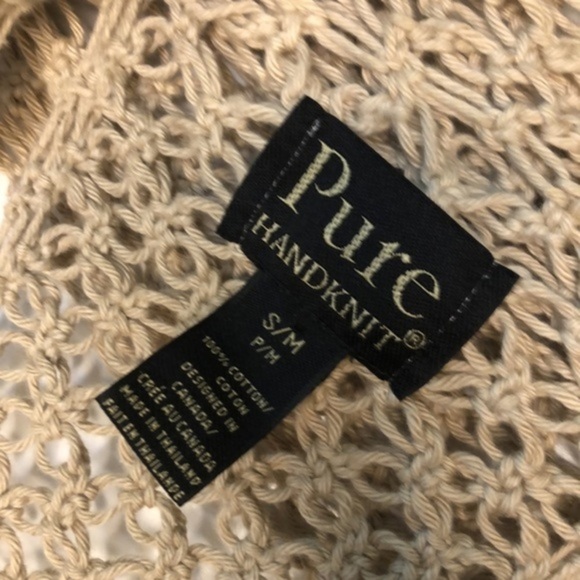 PURE | Pure Handknit 100% Cotton Loose Net Beige  Shrug - Small - Picture 7 of 8